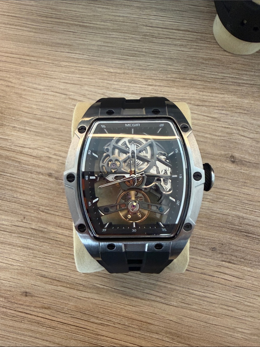 Men’s Black and Silver Skeleton Sport Watch